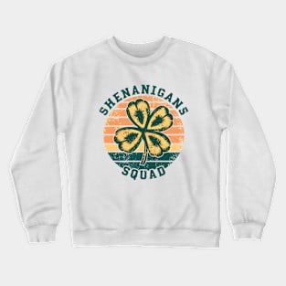 Shenanigans Squad | Three-leaf clover Vintage Sunset Style Crewneck Sweatshirt